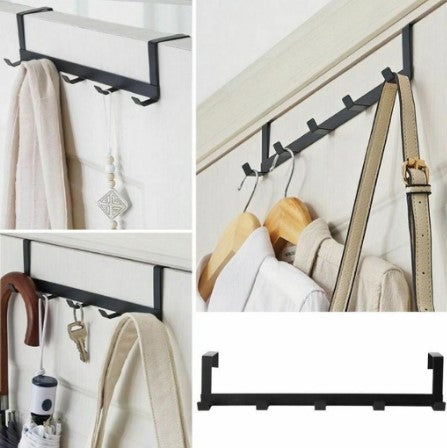 Over-the-Door Hook Organizer – Heavy-Duty Matte Black Hanging Rack for Coats, Bags & Accessories (No Drilling Needed)