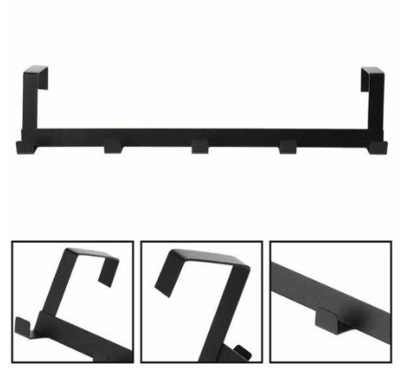 Over-the-Door Hook Organizer – Heavy-Duty Matte Black Hanging Rack for Coats, Bags & Accessories (No Drilling Needed)