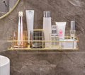 Golden Wall-Mounted Bathroom Rack – Luxury Stainless Steel Cosmetic & Toiletry Organizer