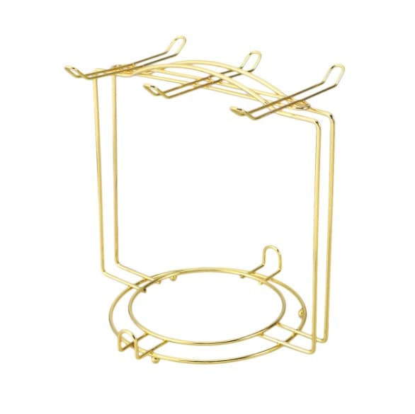Premium Golden Square Cup & Saucer Rack – 6-Hook Metal Cups Holder Stand with Dish & Plate Organizer