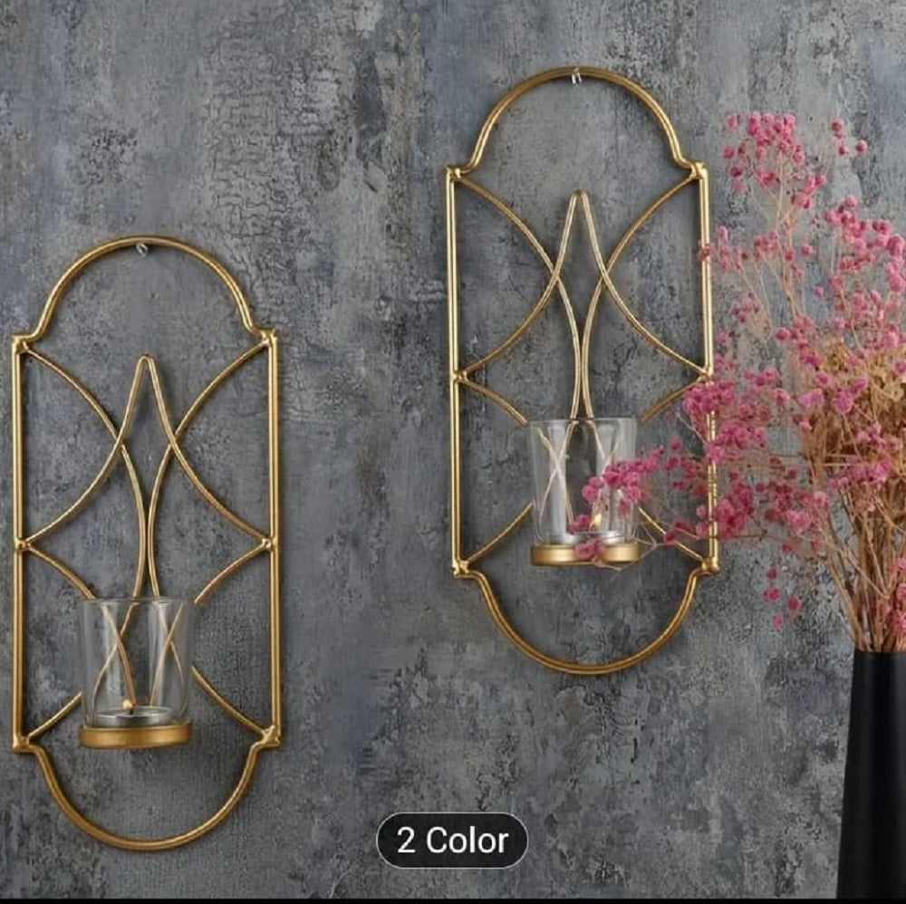 1PC Metal Wall Hanging Sconce Candle Holder – Luxury Geometric Gold Wall Decor