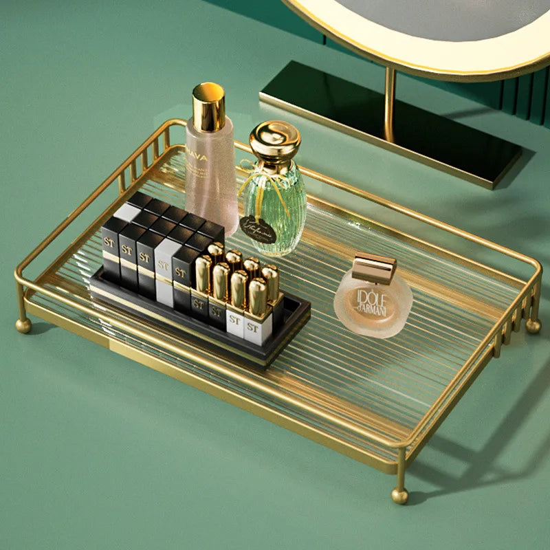 Luxury 2-Tier Gold Display Rack - Multipurpose Metal Organizer for Dessert, Perfume & Cosmetics