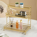 Luxury 3-Tier Gold Display Rack Multipurpose Metal Organizer for Dessert, Makeup Stand Cosmetic Storage Rack Perfume & Cosmetics