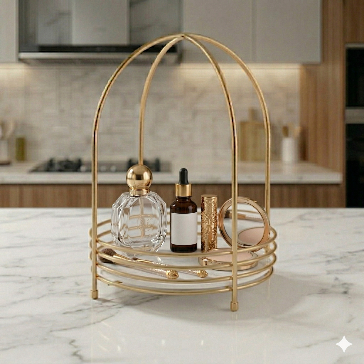 Elegant 1-Tier Metal Makeup Vanity Shelf – Nordic Style Bathroom & Bedroom Storage