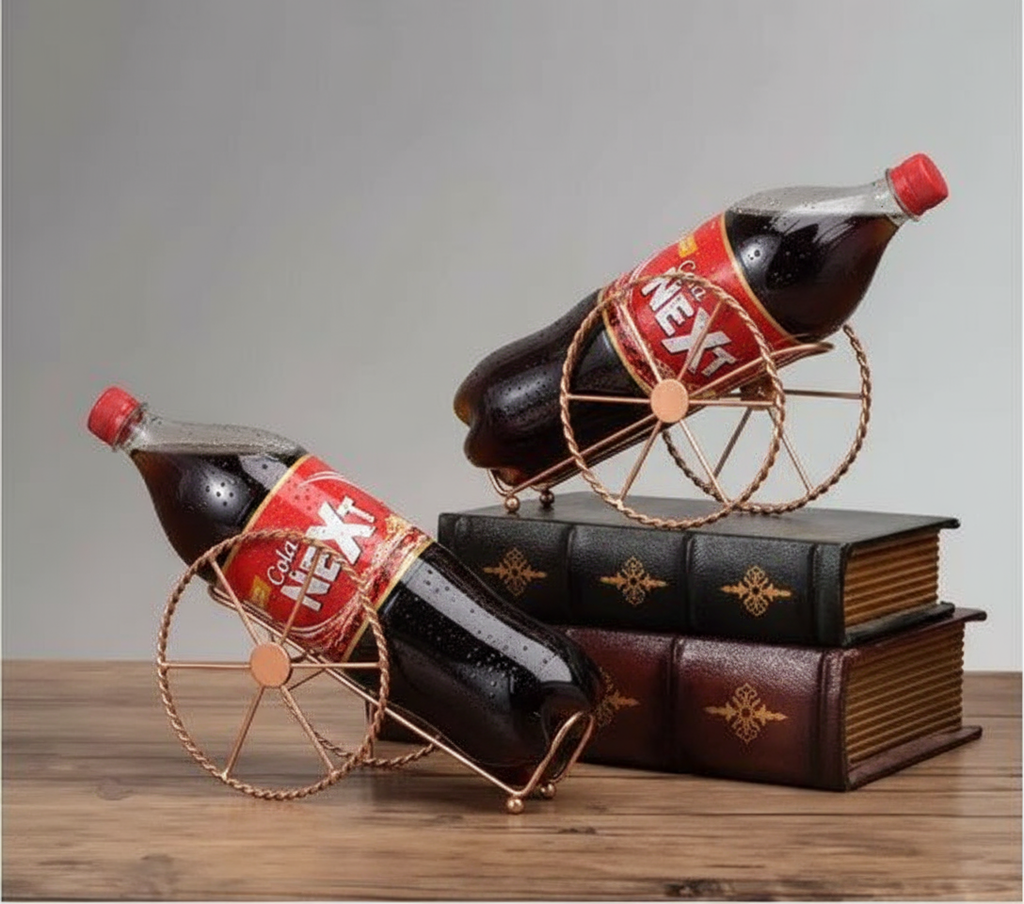 Romantic Rope-Design Golden Cannon Bottle Holder - Creative Table Centerpiece