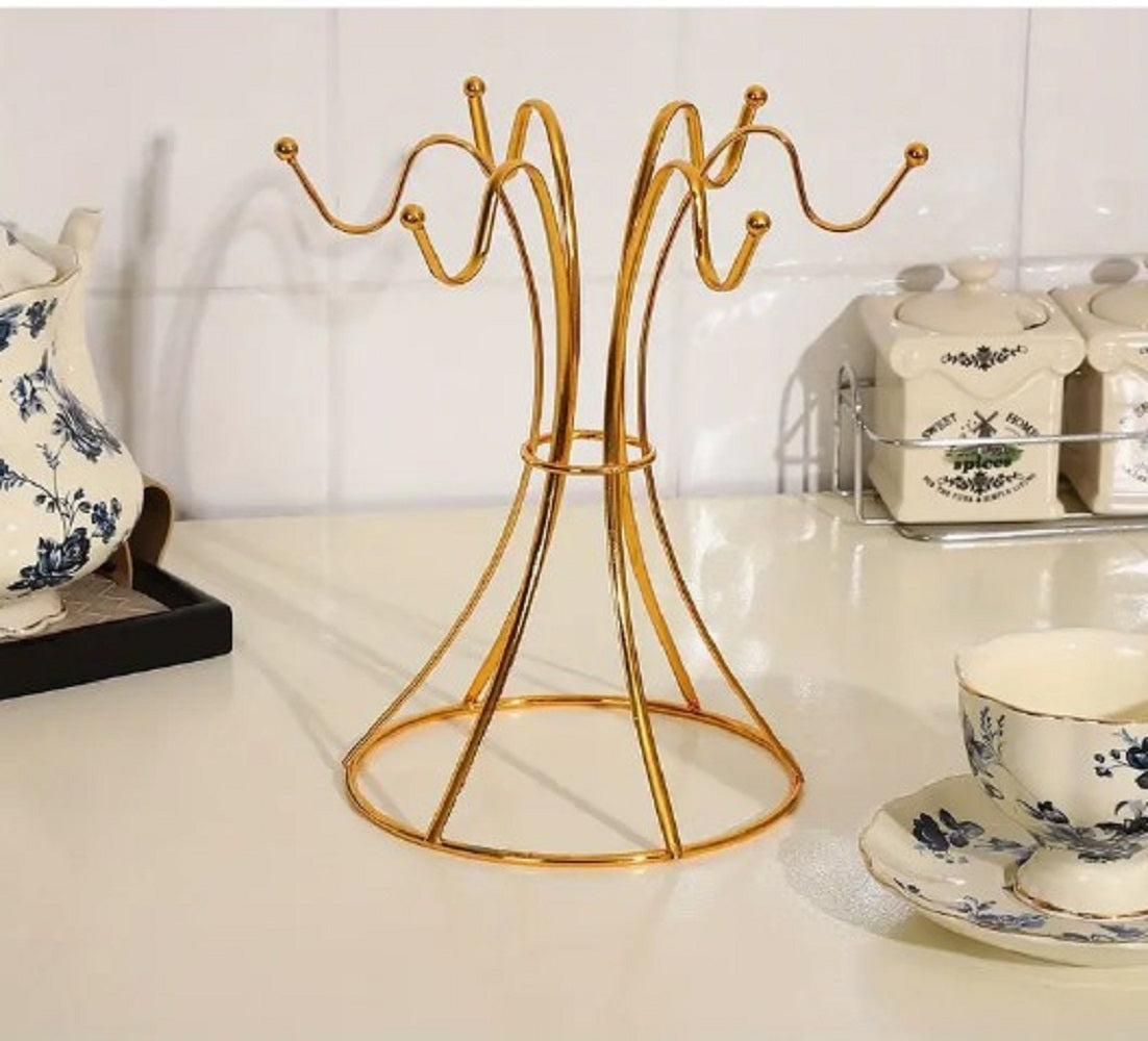 Metal Cup Holder Stand – Elegant Wrought Iron Countertop Mug Tree & Kitchen Organizer