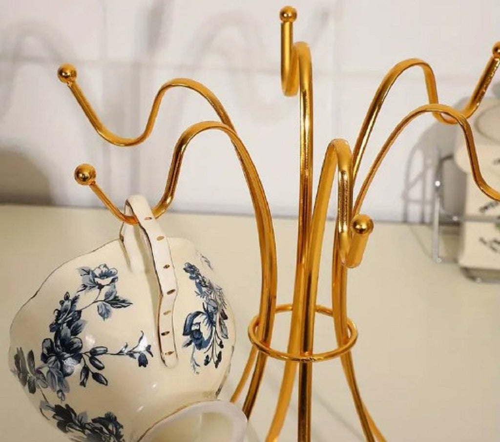 Metal Cup Holder Stand – Elegant Wrought Iron Countertop Mug Tree & Kitchen Organizer
