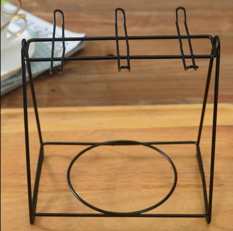 Cups Holder Stand dishes Plate Rack Premium Golden Square Cup & Saucer Rack – 6-Hook Metal Tea Set Organizer