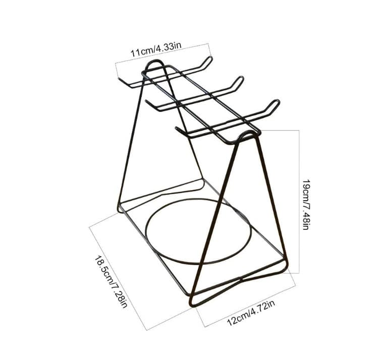 Cups Holder Stand dishes Plate Rack Premium Golden Square Cup & Saucer Rack – 6-Hook Metal Tea Set Organizer
