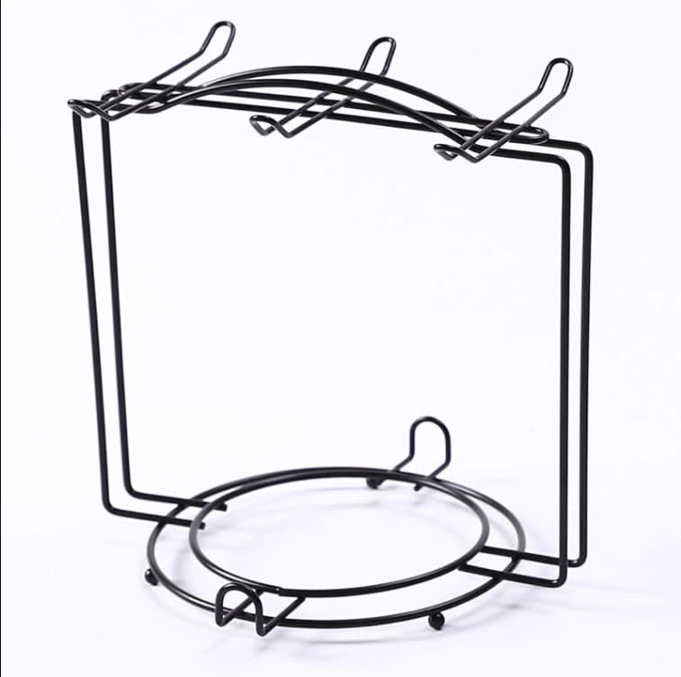 Premium Golden Square Cup & Saucer Rack – 6-Hook Metal Cups Holder Stand with Dish & Plate Organizer