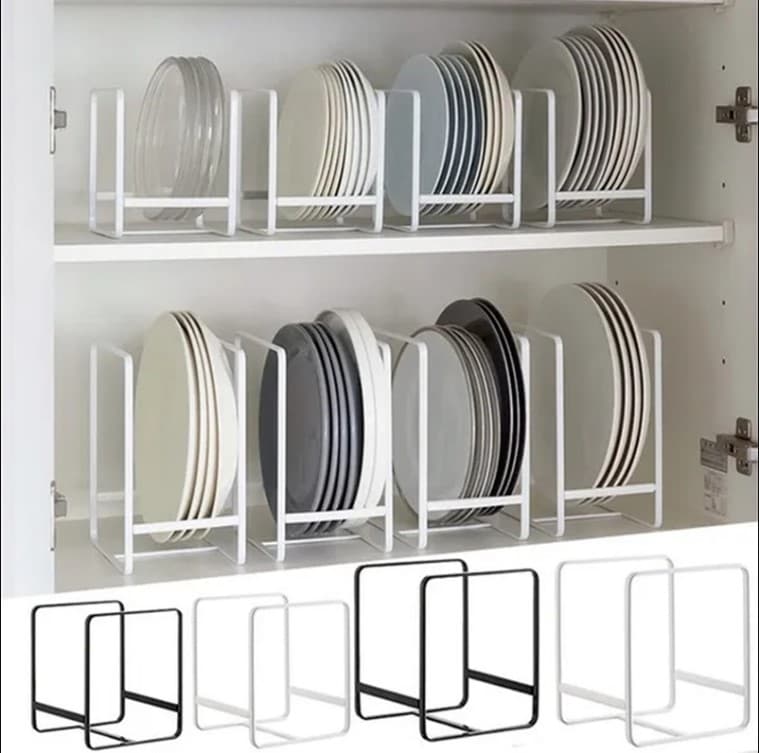 Heavy Duty Metal Plate Rack - Kitchen Cabinet Organizer & Dish Drying Stand
