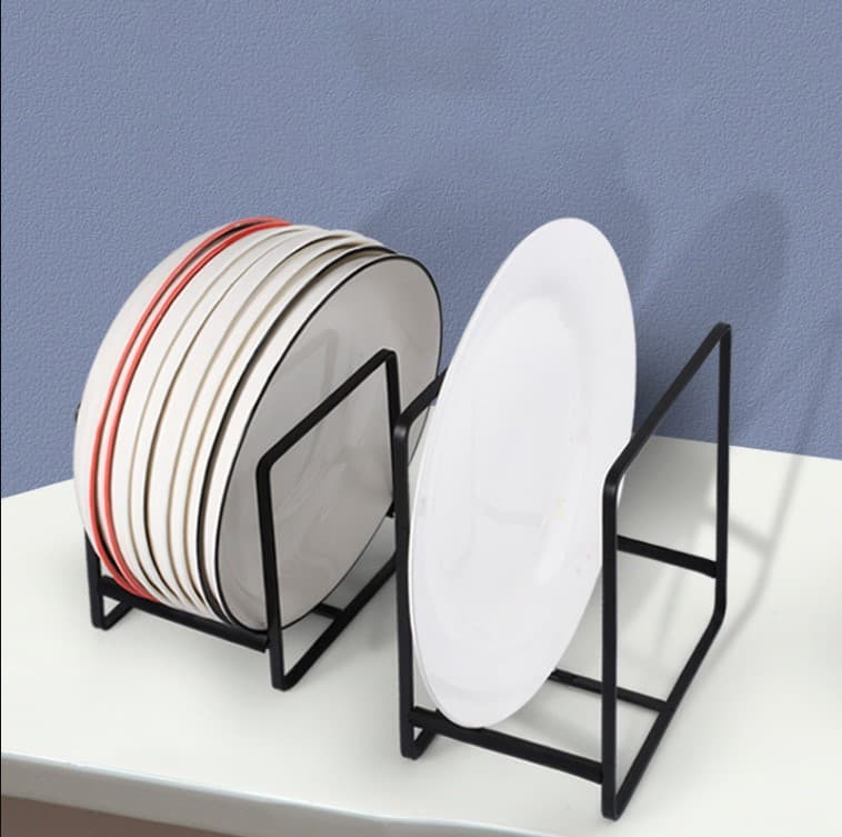 Heavy Duty Metal Plate Rack - Kitchen Cabinet Organizer & Dish Drying Stand