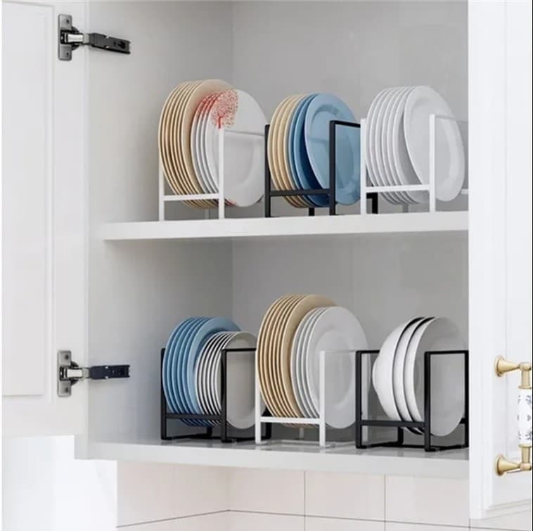 Heavy Duty Metal Plate Rack - Kitchen Cabinet Organizer & Dish Drying Stand