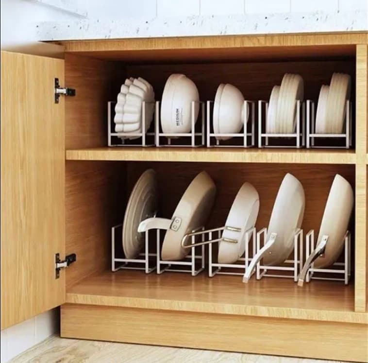 Heavy Duty Metal Plate Rack - Kitchen Cabinet Organizer & Dish Drying Stand