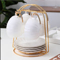 Metal Cup & Saucer Stand – 6-Hook Kitchen Tea Set Organizer Rack