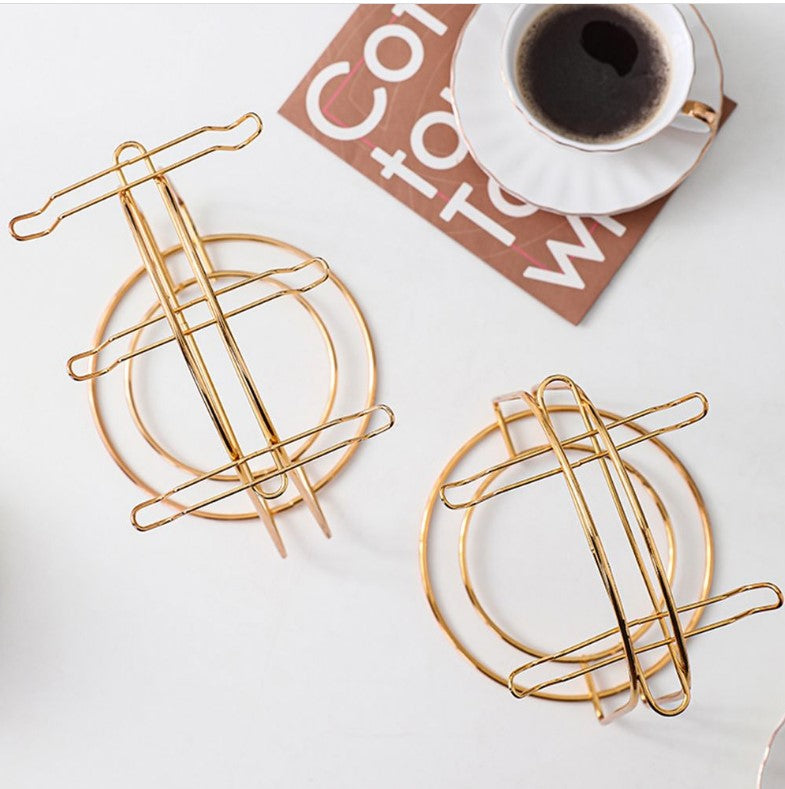 Metal Cup & Saucer Stand – 6-Hook Kitchen Tea Set Organizer Rack