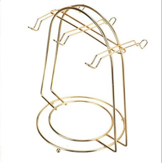 Metal Cup & Saucer Stand – 6-Hook Kitchen Tea Set Organizer Rack