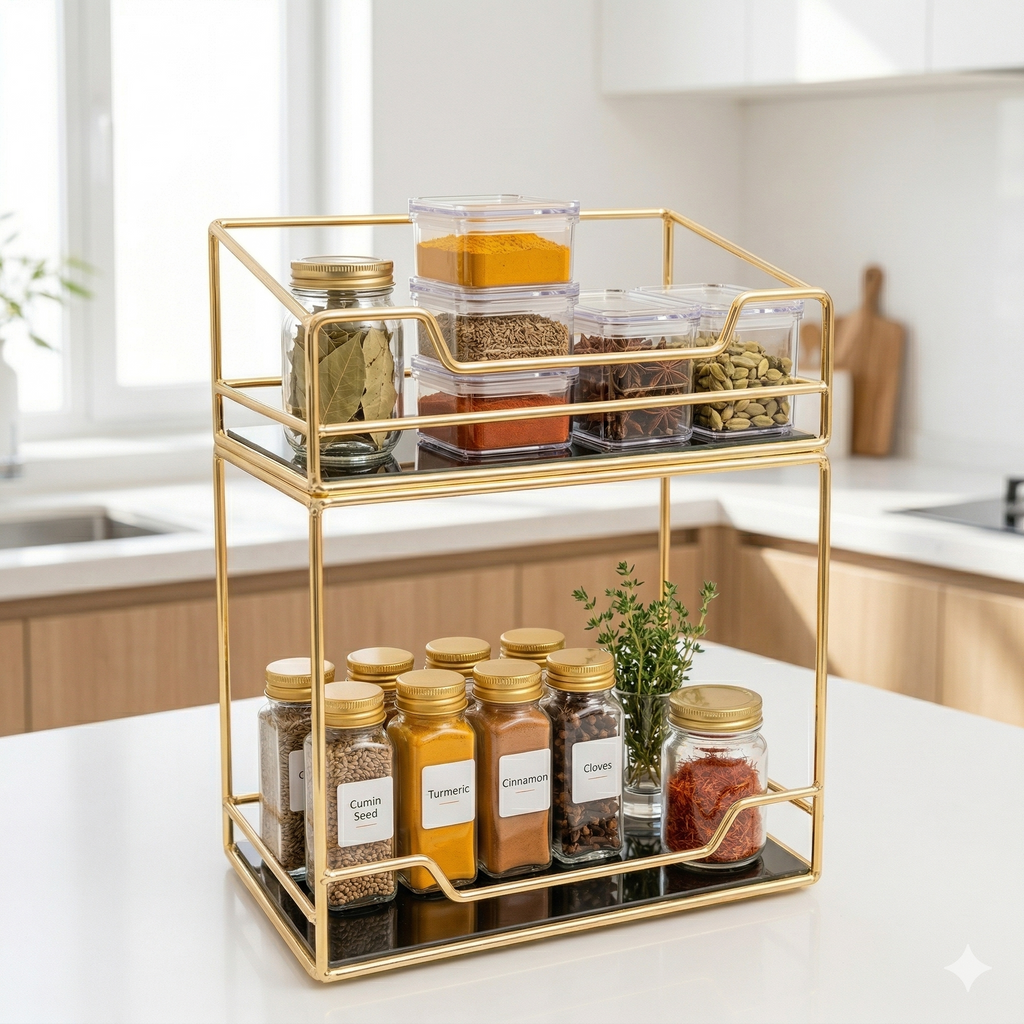 2-Tier Premium Gold Luxury Organizer – The Ultimate Multi-Purpose Storage Solution