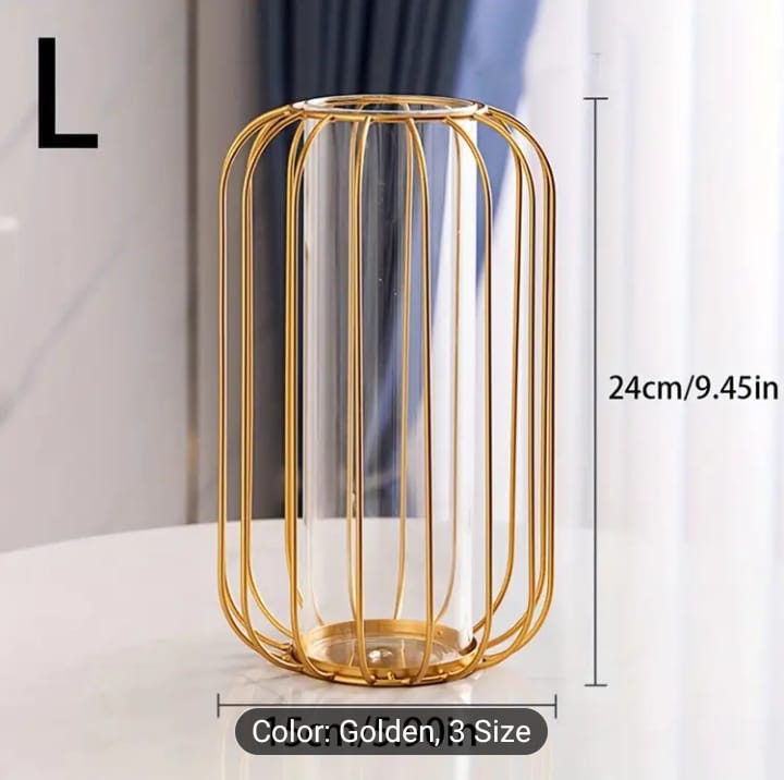 Flower Vase – Elegant Nordic Tabletop Planter with Glass Test Tube for Home Decor