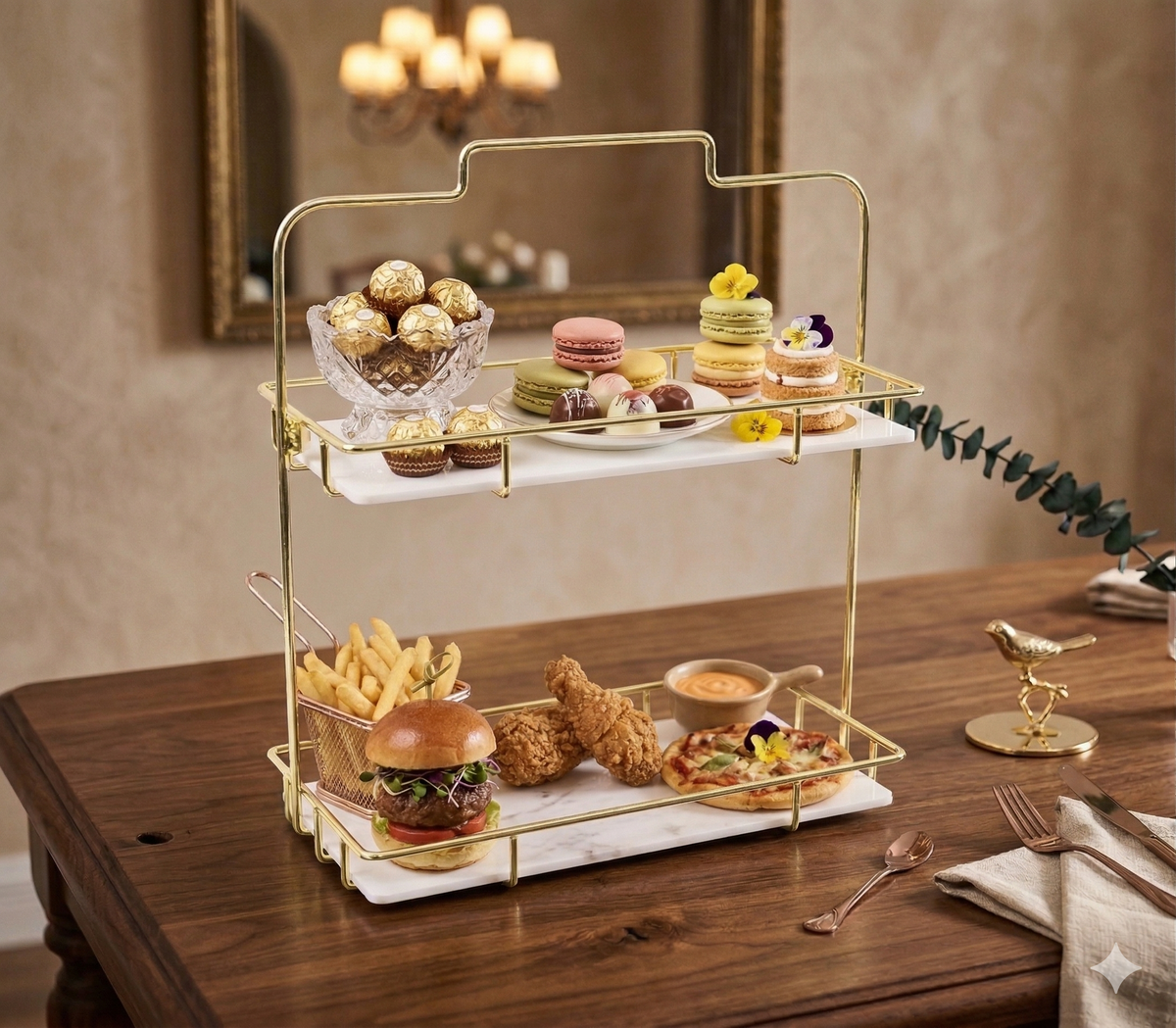 2-Tier Serving Tray – Modern Dining & Party Display Stand