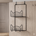 Multipurpose Over-the-Door Hanging Organizer with 2 Storage Baskets & Coat Hooks - Space Saving Modern Design for Home, Kitchen, Bathroom