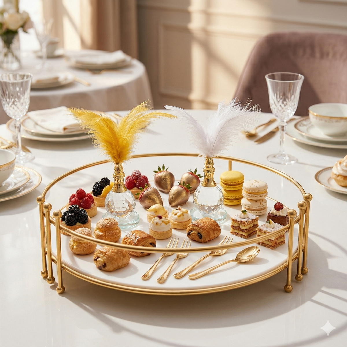 Luxury Round Gold  Vanity Tray – Elegant Makeup & Perfume Organizer