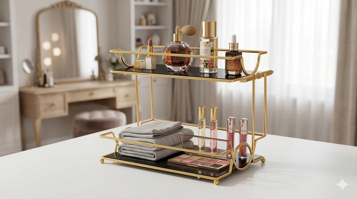 2-Tier Luxury Vanity Organizer – Premium Cosmetic &amp; Perfume Display Stand