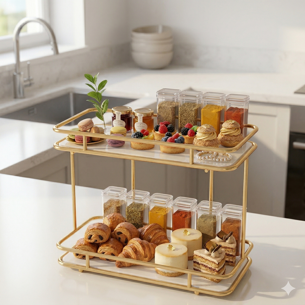 2-Tier Luxury Vanity Organizer – Premium Cosmetic & Perfume Display Stand
