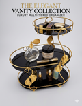 3-Tier Luxury Makeup Organizer Storage Rack – Gold Metal Leaf Frame Cosmetic & Perfume Display Stand