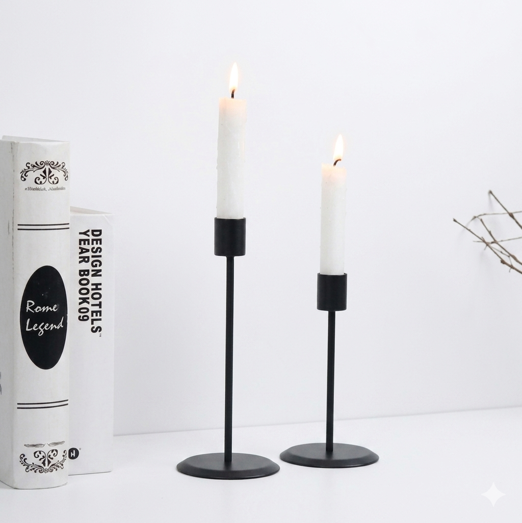 2Pcs Modern Metal Candle Holder Set – Elegant Candlestick Stand for Wedding, Dining & Home Decor
