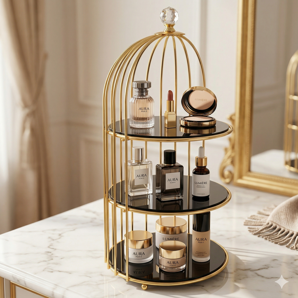 Metal Makeup Organizer Cosmetic Organiser Cosmetic storage Shelf Bathroom Tabletop Organiser Toilet Vanity Organiser Makeup Box