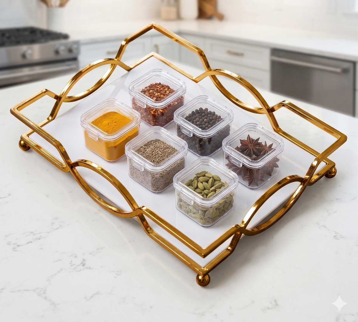 Luxury Gold Vanity Tray with – Elegant Makeup, Perfume & Jewelry Organizer for Dressing Table