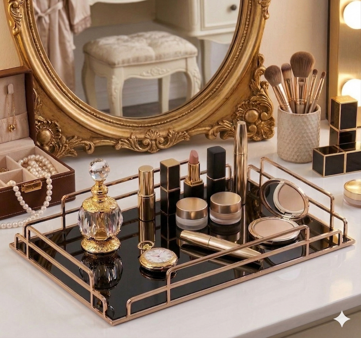 Premium Golden  Finish Serving Tray – Modern Dining Elegance