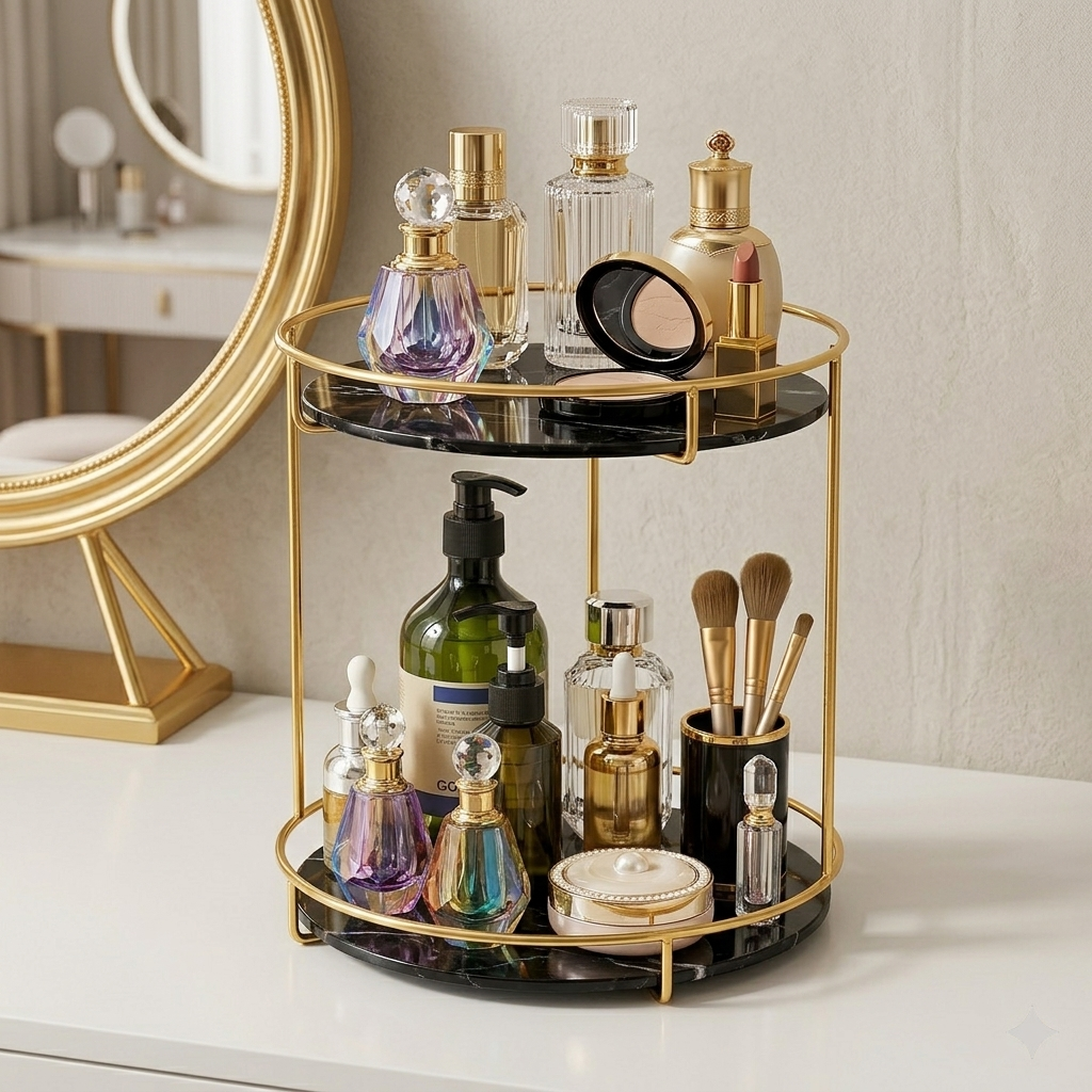 Iron Art Nordic Style Bathroom Rack Lipstick Perfume Cosmetic Skin Care Product Storage Rack Finishing Table Rack