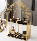 Luxury 2-Tier Gold Display Rack – Multipurpose Metal Organizer for Dessert, Perfume & Cosmetics