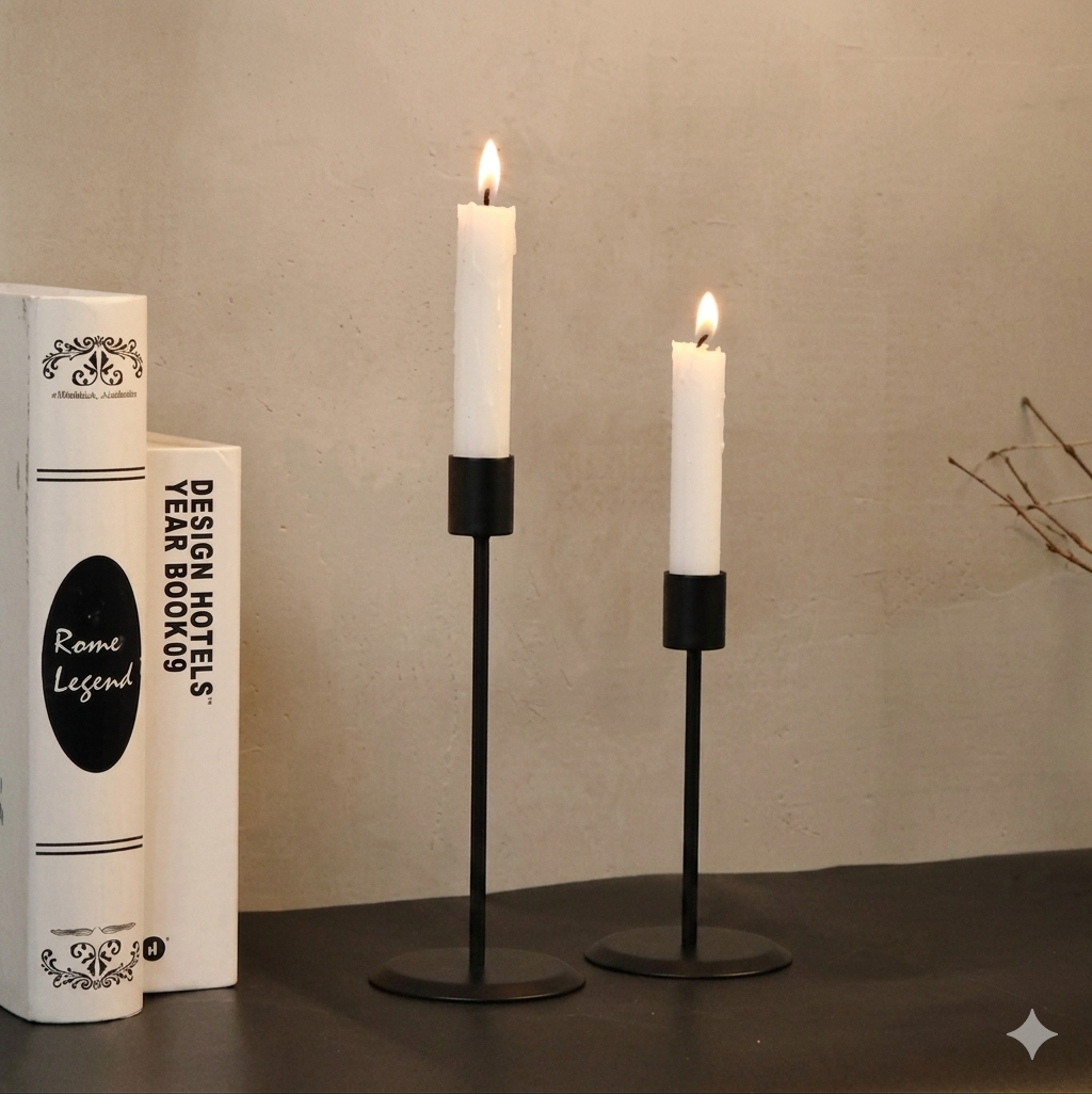 2Pcs Modern Metal Candle Holder Set – Elegant Candlestick Stand for Wedding, Dining & Home Decor