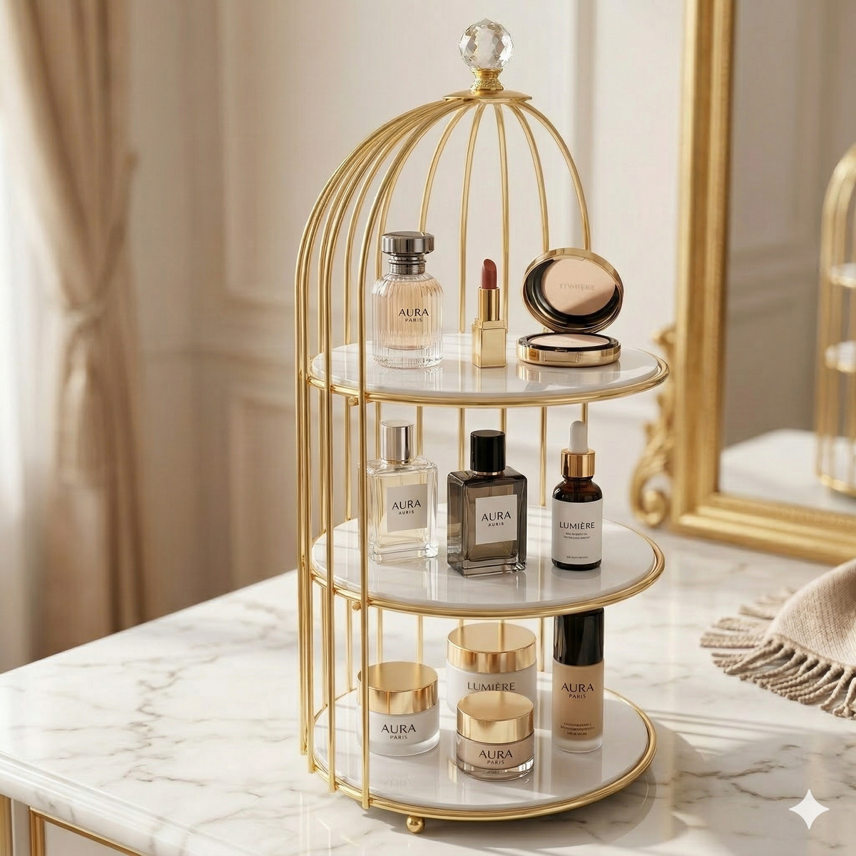 Metal Makeup Organizer Cosmetic Organiser Cosmetic storage Shelf Bathroom Tabletop Organiser Toilet Vanity Organiser Makeup Box