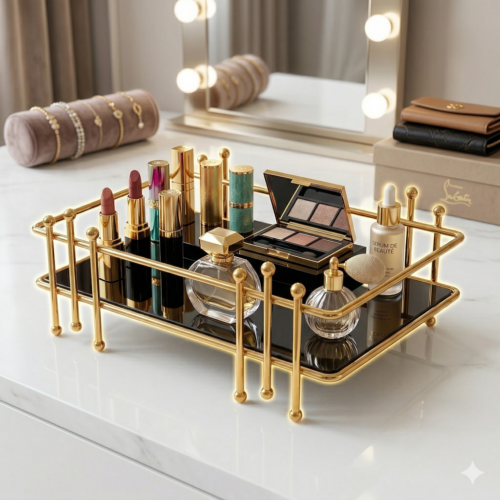 Premium Luxury Gold Multi-Purpose Organizer Rack – Elegant Display Tray