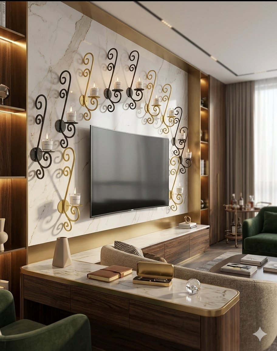 3PC Luxury Wall Mounted Candle Holder - Elegant S-Curve