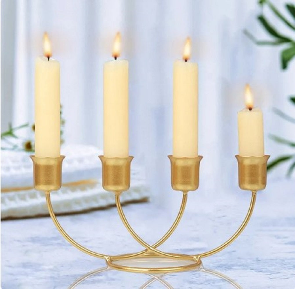 Luxury 4-Arm Iron Candlestick Holder Stand – Elegant Wave-Style Candle Stand for Weddings & Home Decor