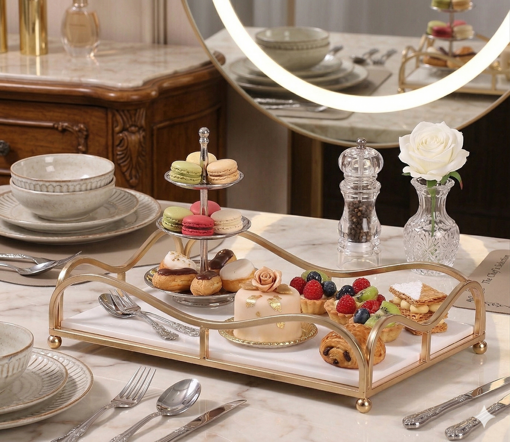 Premium Gold Plated Serving Stand – High Tea, Dessert Display & Dining Table Organizer
