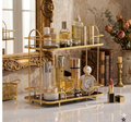 2-Tier Golden Rectangular Organizer | Premium Multi-Purpose Rack for Cosmetics, Perfumes & Dining Table Display (Rust-Proof & Stylish)