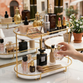 Luxury 2-Tier Golden Makeup Organizer