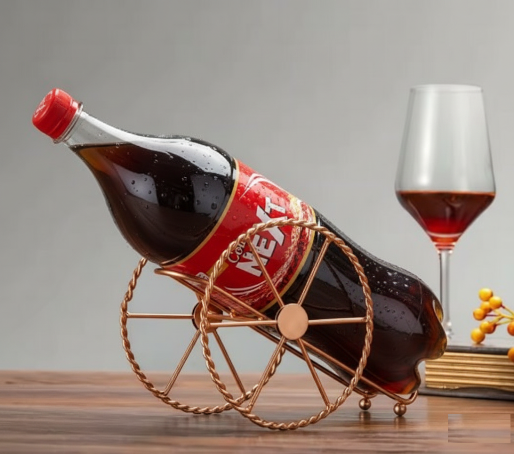 Romantic Rope-Design Golden Cannon Bottle Holder - Creative Table Centerpiece