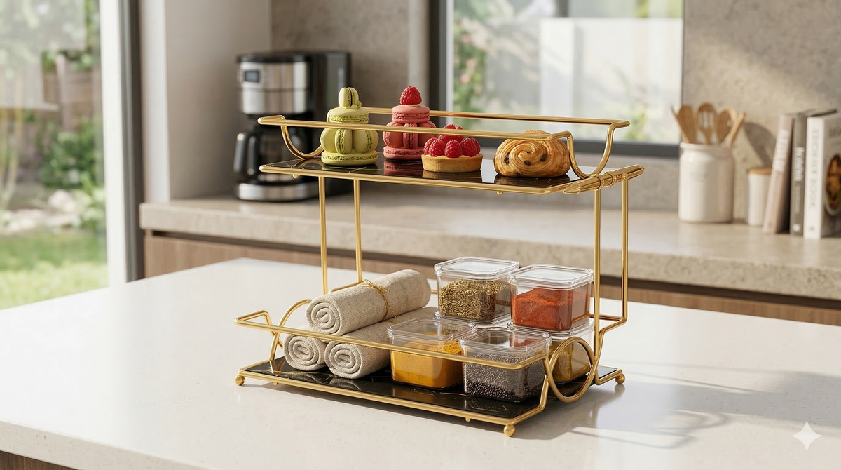 2-Tier Luxury Vanity Organizer – Premium Cosmetic &amp; Perfume Display Stand