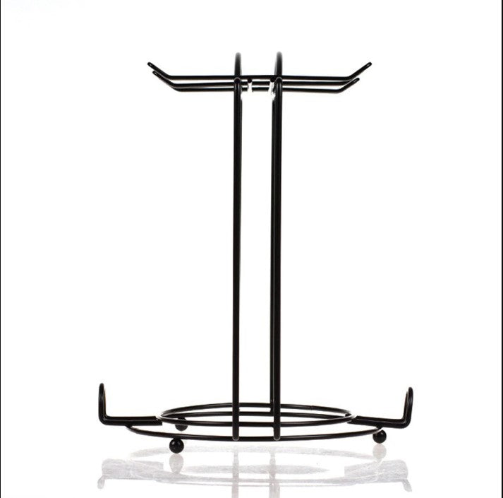 6-Cup Metal Coffee Mug Holder with Saucer Rack - Stylish Kitchen Tea Set Organizer