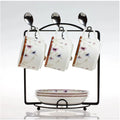 6-Cup Metal Coffee Mug Holder with Saucer Rack - Stylish Kitchen Tea Set Organizer