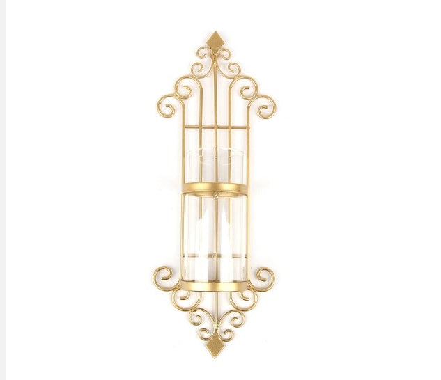 Set of 2 Metal Wall Sconce with Hydroponic Glass Tubes –