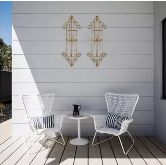 Set of 2 Metal Wall Sconce with Hydroponic Glass Tubes –