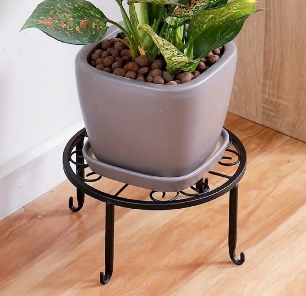 Floor Iron Pot Plant Stand Garden Plant Balcony Round Rack Home Decor